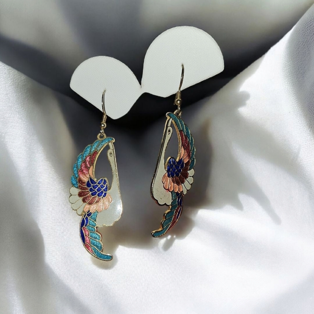 Vintage (80's) Colorful Winged Earrings